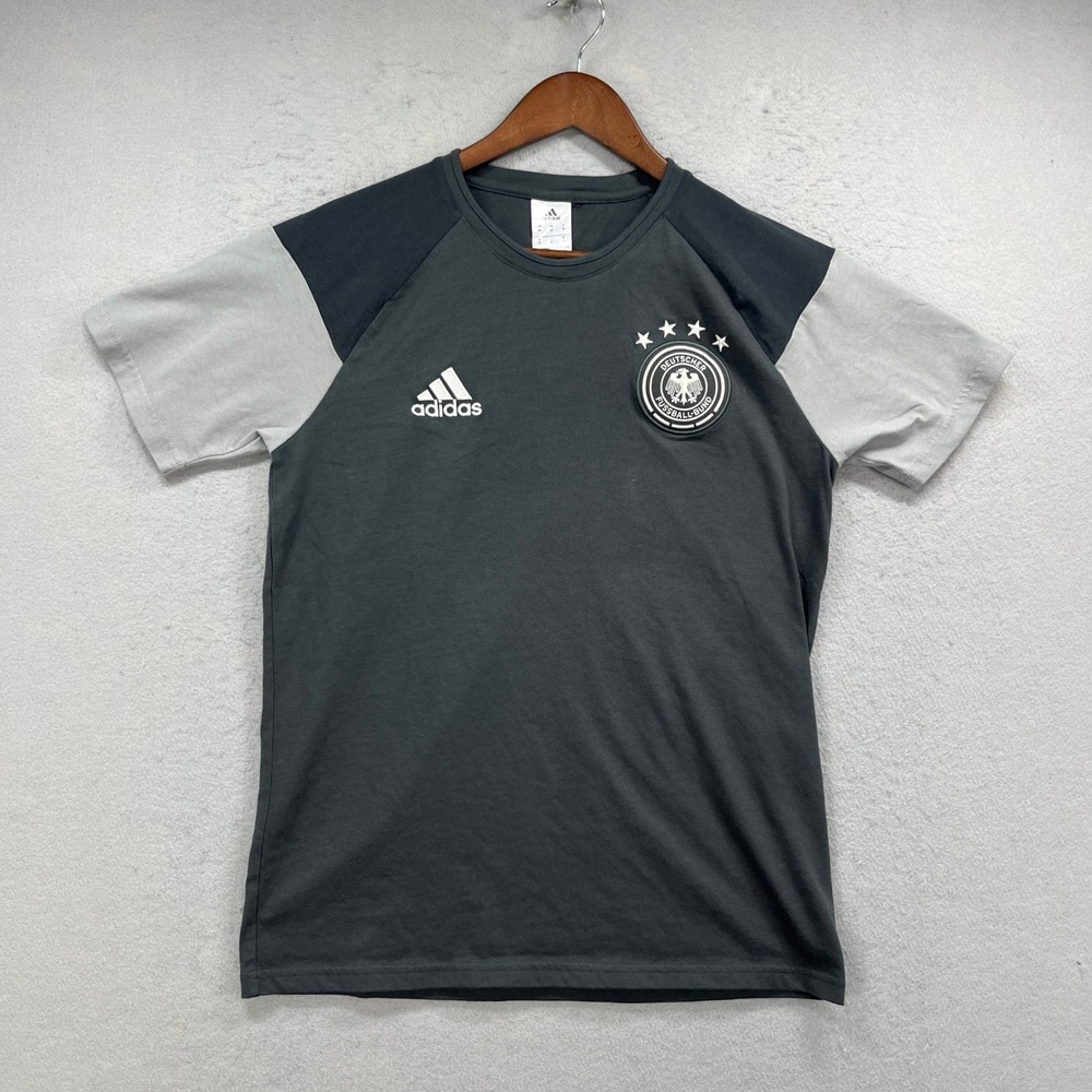 Adidas Germany DFB Soccer T-Shirt Mens Medium Grey Crew Neck Athleisure Football